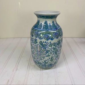 Ceramic  floral porcelain blue & green vase